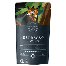 Virgin Hill Coffee - Espresso Owl's - Bold Intensity & Medium Roast - Half Pound of High-Grade Coffee Beans - 8oz / 227 grams