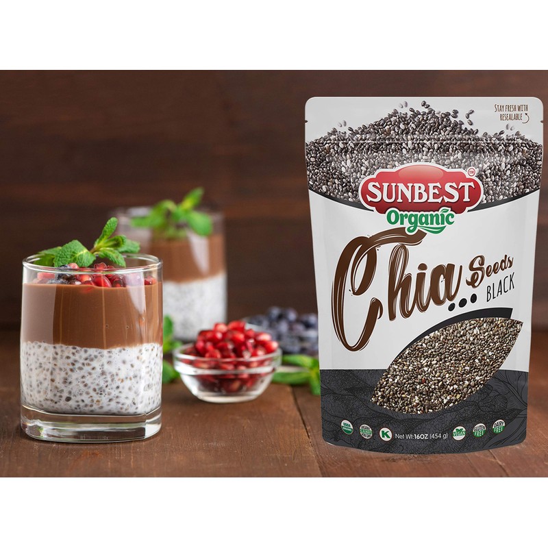 Sunbest Natural Organic Black Chia Seeds – 2-Pack (16 oz