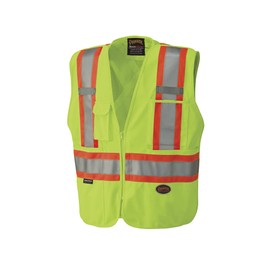 Pioneer Hi Vis Tear-Away Safety Vest - Lightweight Mesh Back - Class 2 - 4 Pockets - Yellow/Green