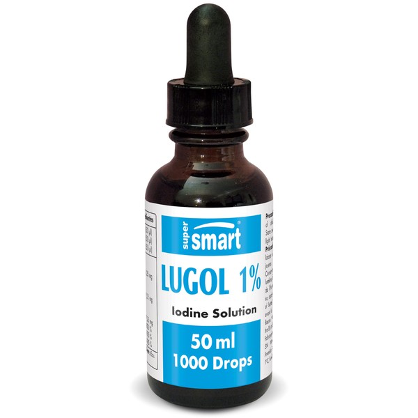 Lugol 1% - iodine drops - cleans wounds and burns - iodine urea solution - diode 1% - potassium iodide 2% - contributes to the normal functioning of the thyroid gland - 1000 drops - Supersmart