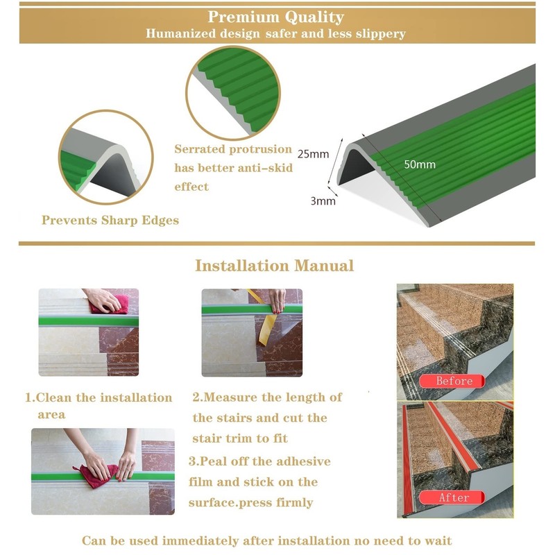 Stair Nosing 36in Anti-Slip Edge Protector, Waterproof Self-Adhesive Stair Edging