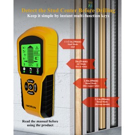 Stud Finder Wall Scanner - Upgraded 6-in-1 Digital Stud Sensor for Wood, Metal, and AC Wire Detection – Deep Scan 1-1/2" Drywall Plaster Locator - Ochre Yellow