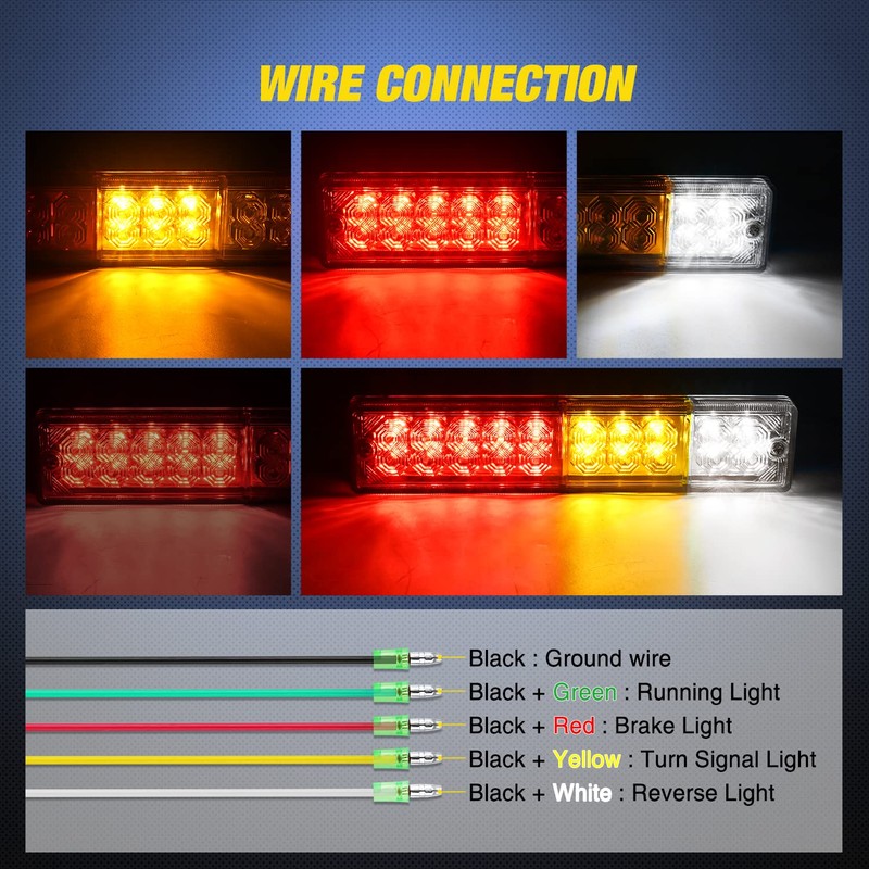 Nilight Trailer Tail Light Bar 2PCS 20LED Brake Running Turn