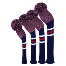 Knit Golf Wood Headcover Set of 4 for Driver Wood, Fairway Wood*2, Utilities (Dots)