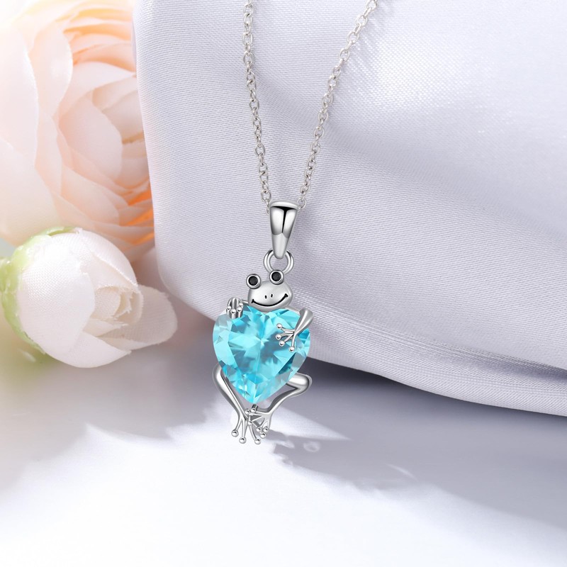 LONAGO Frog Necklace Birthstone Frog Pendant Necklace Present for Women