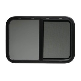 ToughGrade Horizontal Sliding Black RV Window 30" X 20" X 1-1/2" Includes Mounting Ring and Bottom Screen