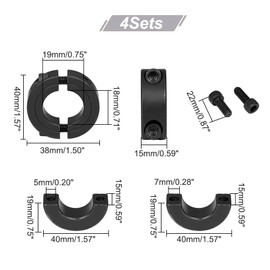 UNICRAFTALE 2 x Black Wave Cuff Double Split Wave Collar 20 mm Inner Adjustment Rings Membrane Aluminium Alloy Solid Depth Stop Rings with 2 Screws for Dolly Wheels Hand Trolley Tyres