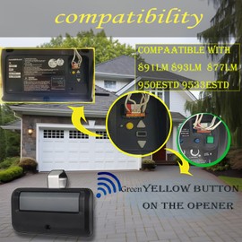 891LM Garage Door Opener Remote, for liftmaster/Chamberlain/Craftsman Garage Door Opener Remote with Yellow Learn