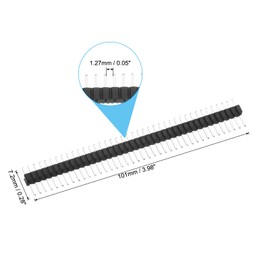 PATIKIL DIP Pin Header Single Row 40P 1.27mm Pitch Gold Plated for PCB Pack of 5