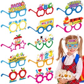 Ctosree 48 Pcs Back to School Party Glasses for Kids First Day of School Paper Glasses Welcome Back Eyeglasses for Kindergarten Preschooler Students Selfie Photo Booth Props Party Decorations Supplies