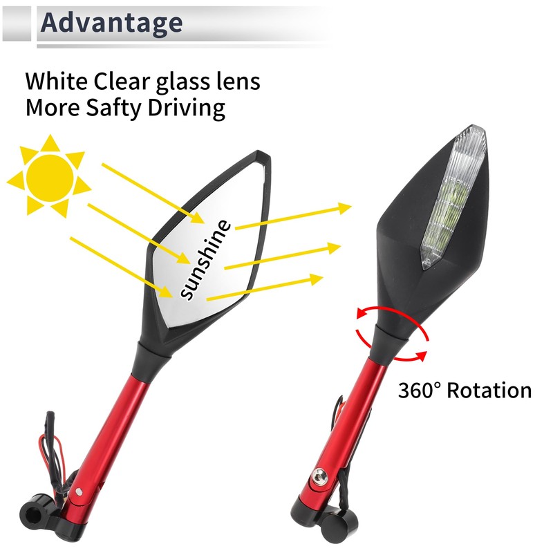 RATCHROLL 1 Set Universal Motorcycle Rear View Mirrors Adjustable Bar