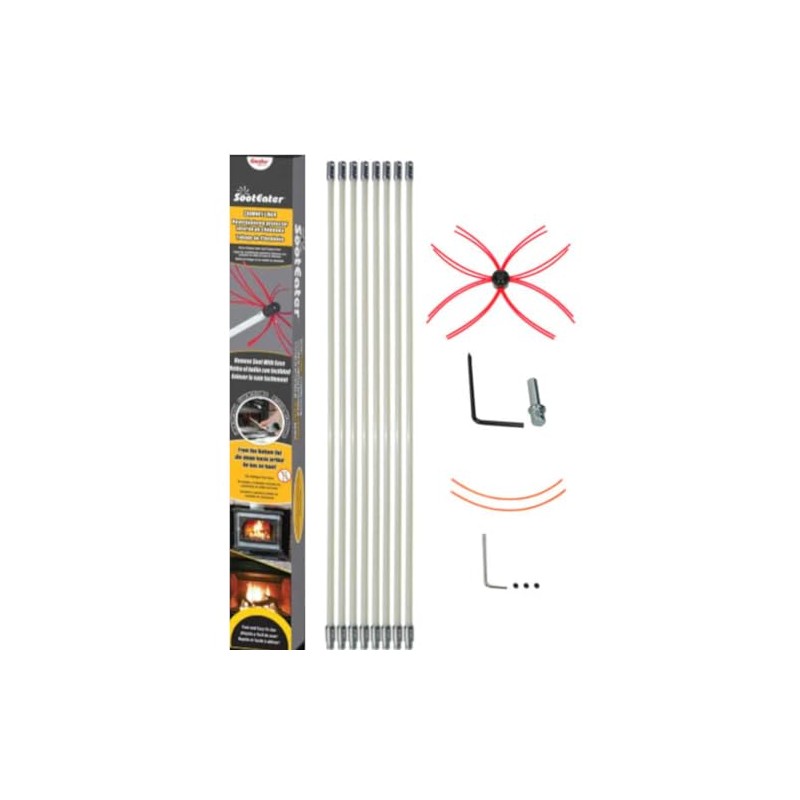 SootEater Rotary Chimney Cleaning System with 18 ft. Flexible White