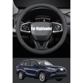 BllXESD Steering Wheel Cover Compatible with Toyota Highlander 2001-2023, Breathable Premium Leather Car Steering Wheel Cover, Anti-Slip Design, A-Style