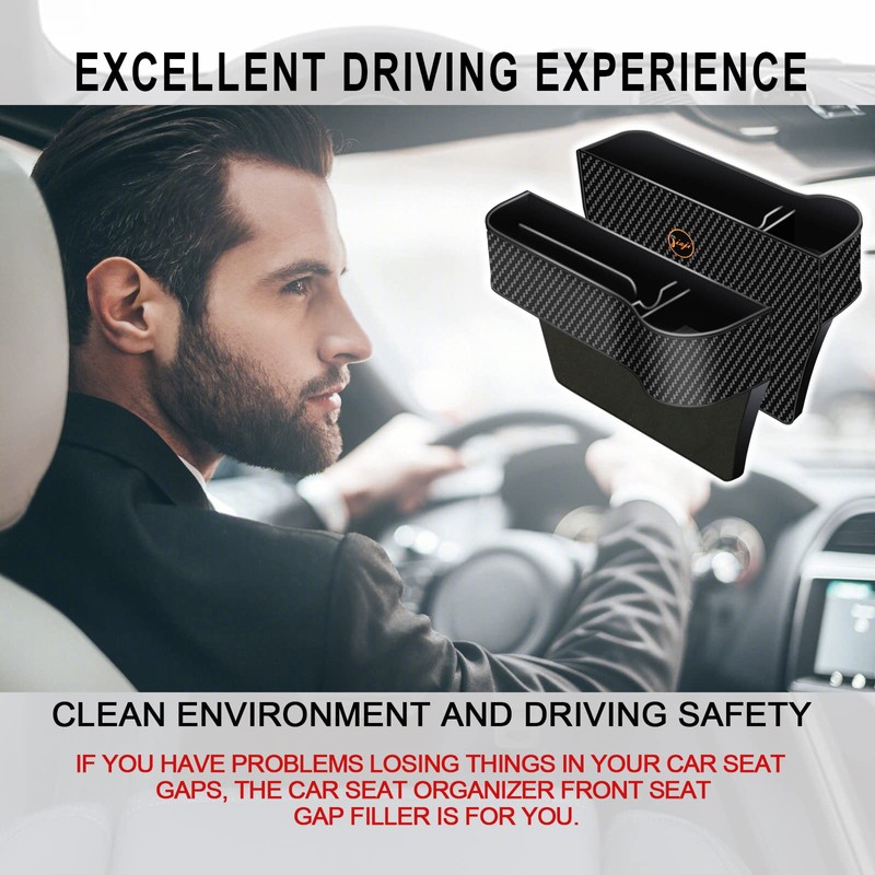 Car Seat Gap Filler Organizer, 2 Pack Multifunctional Auto Console