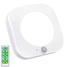 HONGUT Battery Operated LED Ceiling Light, Cordless Ceiling Light with Remote, Motion Sensor ON/Off Ceiling Light, Shower Light with Timer, 250LM, Cool/Warm Light Indoor for Stairs, Kitchen, Porches