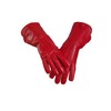Leather Gauntlet Gloves Long Arm Cuff (XL, RED)