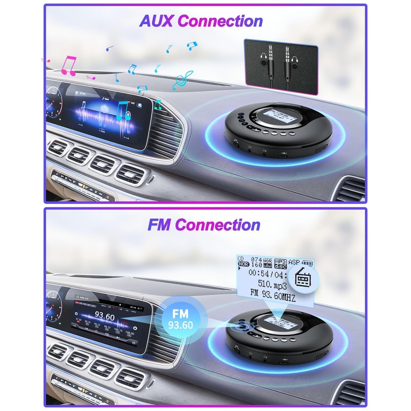 ARAFUNA Portable CD Player Bluetooth with FM Radio, 2000mAh Rechargeable