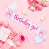 Diartpaint Pink Bow Birthday Girl Sash, Coquette Birthday Satin Sash