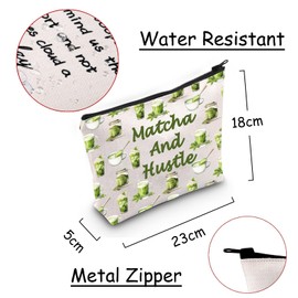 JXGZSO Funny Barista Gift Matcha Lover Gift Matcha And Hustle Cosmetic Bag Green Tea Lover Gift, Matcha And Hustle