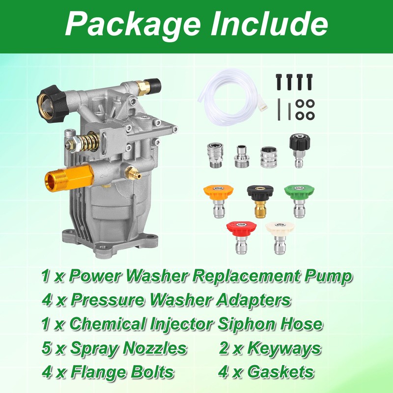 Tool Daily 3/4" Shaft Horizontal Pressure Washer Pump, Replacement Pumps