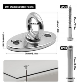 WYYFXY® Ceiling Hook Heavy Duty Punch Bag Ceiling Mount Swing Attachment 304 Stainless Steel Ceiling Suspension Ceiling Anchor for Wooden Beams Concrete Installation Hanging Chair Hammock Punch Bag