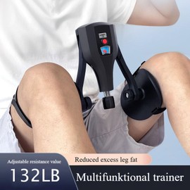 Thigh Master 0-132 lbs Adjustable Resistance Inner Kegel Thigh Exerciser + Cordless Ball, with Leg Straps, Pelvic Floor Exerciser Kegel Yoga Trainer Thigh Hip Trainer for Women Men (Grey)