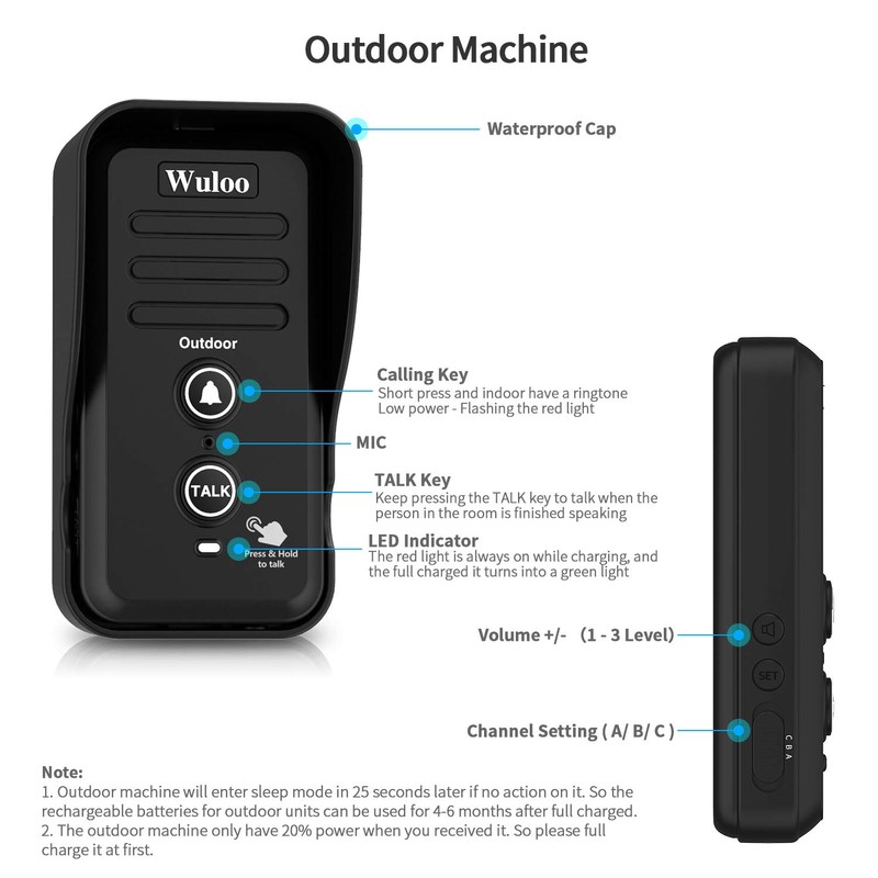 Wuloo Wireless Intercom Doorbells for Home Classroom, Intercomunicador Waterproof Electronic