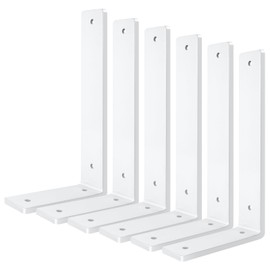 White Floating Shelf Bracket 8 Inch, 6 Pack Heavy Duty Shelf Brackets, Wall Shelf Bracket for DIY Decorative with Mounting Hardware