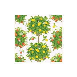 Caspari Citrus Topiaries Paper Party Cocktail Napkins in White - Two Packs of 20