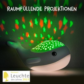 MegaLight Nachtlicht Baby Sternenhimmel | 2in1 Sternenhimmel Projektor Baby + Nachtlicht | warmweißes Nachtlicht & RGB Sternenprojektor in 3 Farben | Sternenprojektor Nachtlicht Kinder | WILLY WHALE