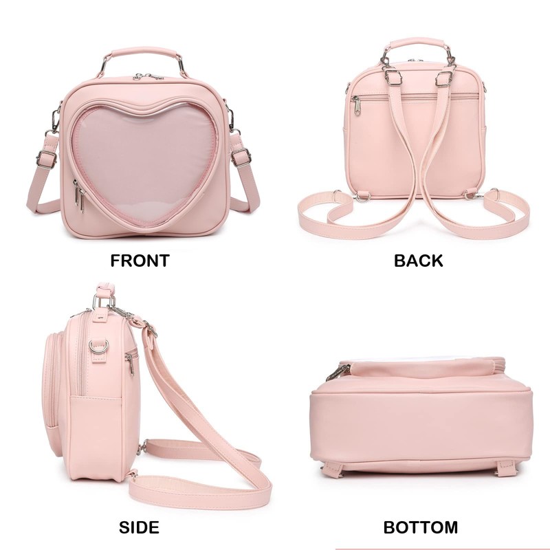 RAINBOW SMILE Ita Bag Multi-Purpose Backpack Crossbody Heart Purse Kawaii