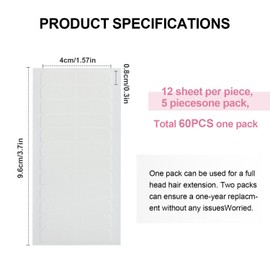 sweetmet Replacement Tape for Hair Extensions Tape Professional Adhesive Tape for Invisible Tape in Human Hair Extensions No Residue Double Sided White 0.8cm*4cm 60pcs