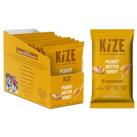 KiZE Energy Bars - Peanut Butter Honey - Gluten Free, Dairy Free, Non-GMO, and High Protein Meal Replacement Energy Bars, Clean and Simple Food Ingredients - 7g High Protein Snacks, (10 Count)