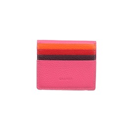 grande 762 Genuine Leather Card Holder For Men Slim Minimalist Card Case Small Magnetic Wallet - Pink Multicolor