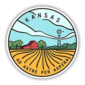 Squiddy Kansas - Vinyl Sticker for Car, Laptop, Notebook (5" Wide)