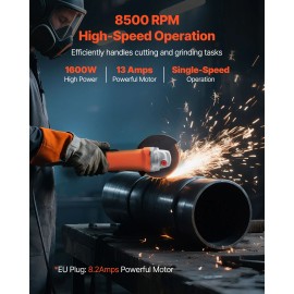 High Speed 7" Electric Angle Grinder 2000W Power Tool 8500RPM 270 Degrees Adjustable Dust 13Amps CordedSize: Size 7 inch