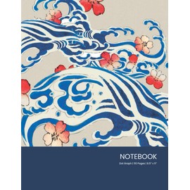 Notebook: Black Dot Graph Notebook | 110 Pages | 8.5 x 11" | Composition Notebook | JAPANESE VINTAGE DESIGN | Soft Cover | Matte finishing | White paper: sakura and waves Vintage Japanese design