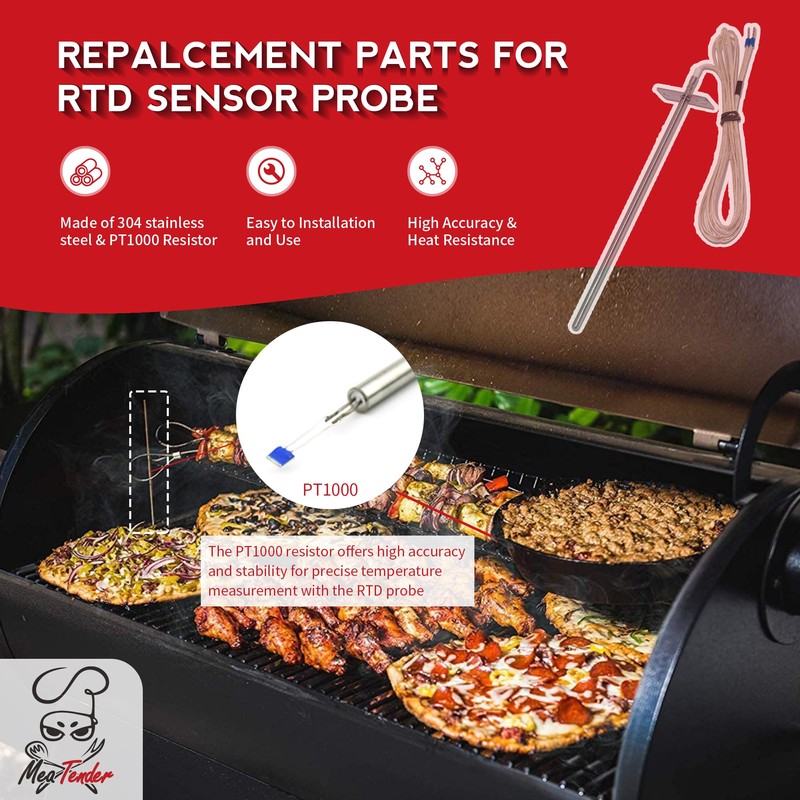 RTD Temperature Probe Sensor, Replacement for Traeger Grill Probe, Internal
