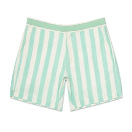 OKAICOS Men's Swim Trunks - Performance Stretch Board Short with Mesh Lining, Drawstring Swimwear Stripe Green, White