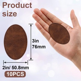 SmallCat 10 PCS Oval Leather Patches for Hats, Iron on Blank Patches, Artificial Leather Patches for Laser Engraving, Repair Patches for Sewing Crafts, Hats, Jackets - Dark Brown