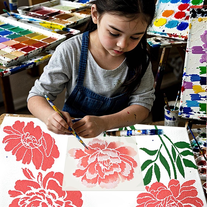 7Pcs Wall Stencils Large Flower Painting for Garden, 12 Inch