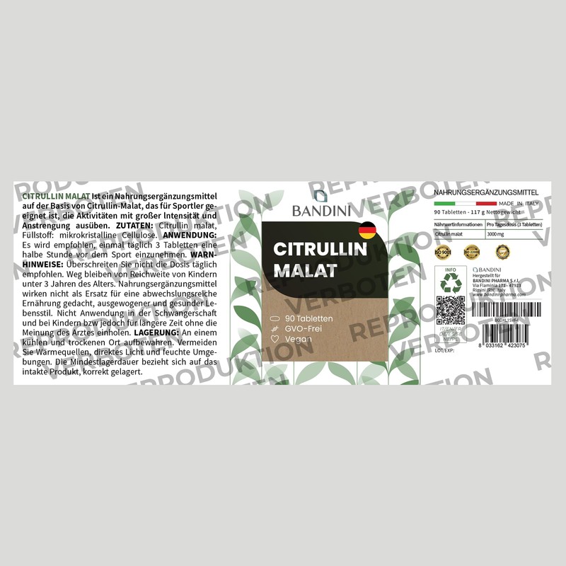 Bandini® High Purity L-Citrulline Malate | High Dose with 3