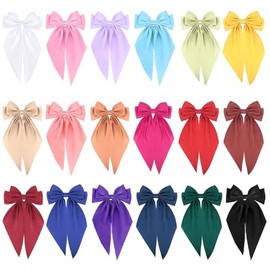 Wecoe 18pcs Hair Bows For Women White Black Navy Blue Red Big Satin Bows Hair Barrettes Large Hair Clips Kawaii Cute Hair Accessories For Women Girls Accesorios Para El Cabello Gift