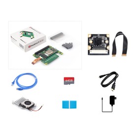 Waveshare PI5 AI Accessories, Compatible with Raspberry Pi 5, Bundle with Raspberry Pi AI Kit, PI5-IMX219-77 Camera, 64GB TF Card, Cooler, Cable and so on (8 Items)