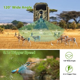 Folgtek Trail Camera Game Hunting Cam 32MP Image 1080P Time Lapse Motion Activated Night Vision for Outdoor Security Wildlife Watching Obervation (Green)