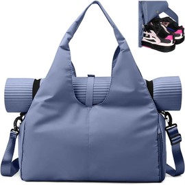 Yoga Maleta Deportiva Bolsa de Deporte Gym con Compartimento para Zapatos y Bosillo Impermeable, con Neceser y Funda para Zapatos, Bolsa de Viaje Impermeable para Entrenamiento, Deporte, Yoga (Azul)