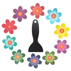 Lakaemfis 11 Pcs Non Slip Flowers Bathtub Stickers with Premium Scraper Non Slip Bathtub Stickers Flower Shape Safety Anti Slip Appliques for Bathtub Shower