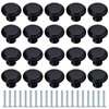 20 PCS Black Matte Kitchen Cabinet Knobs, 27mm Round Alloy