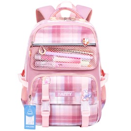 AMLEBE Mochilas Escolares para Niñas, Mochila Escolar de Gran Capacidad para Primaria, Mochila Escolar Impermeable para Niños, Mochila Bolsa Libro para Niñas Adolescentes (Rosa, Pequeño)