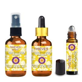 dve herbes Deve Herbes Thieves Multipurpose Essential Oil Blend 30ml (1 oz) Undiluted + 50ml (1.69 oz) Infused Spray + 10ml (0.33 oz) Pre Diluted Roll On